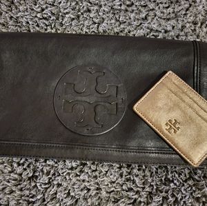 Tory Burch clutch bag + mini gold wallet
